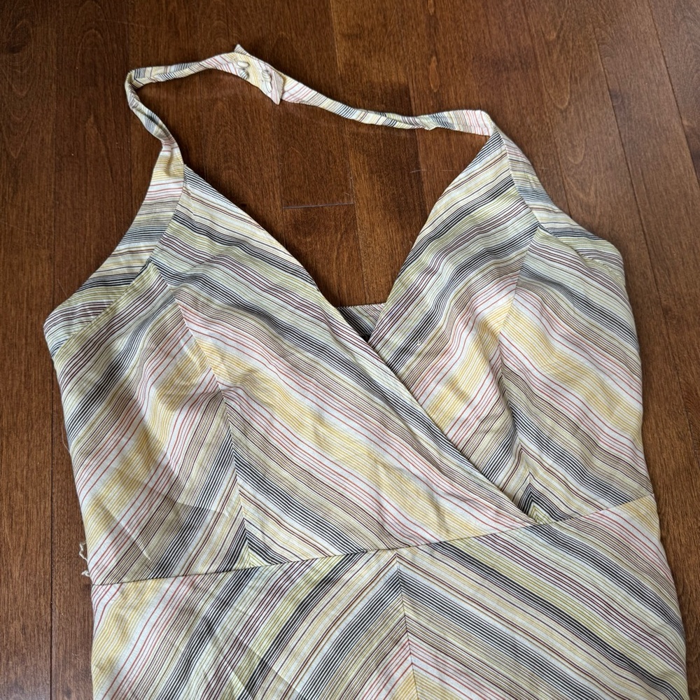 Mexx Striped Halter Midi Dress 100 % Cotton UK Size 14 - Picture 2 of 7